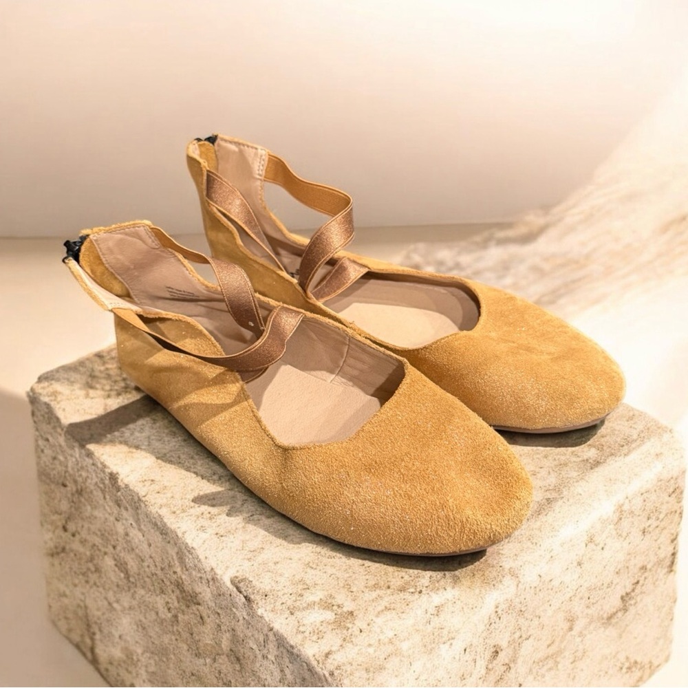 Monkey Feet Tan sparkle Suede Ballet Flats EU 40